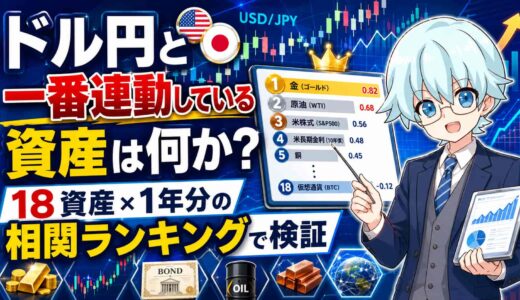 ドル円と一番連動している資産は何か？18資産×1年分の相関ランキングで検証