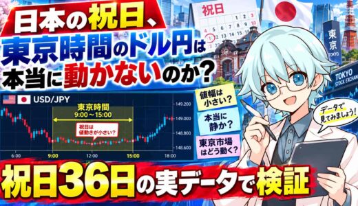日本の祝日、東京時間のドル円は本当に動かないのか？祝日36日の実データで検証