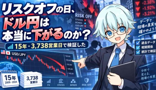 リスクオフの日、ドル円は本当に下がるのか？15年・3,738営業日で検証した