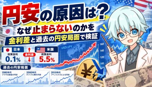 円安の原因は？なぜ止まらないのかを金利差と過去の円安局面で検証