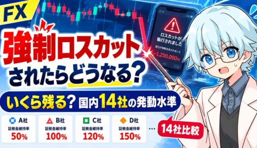 強制ロスカットされたらどうなる？いくら残るかと国内14社の発動水準