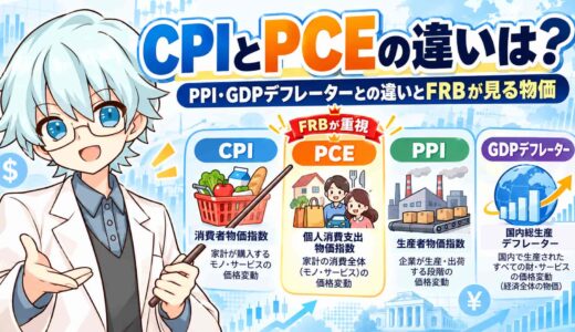 CPIとPCEの違いは？PPI・GDPデフレーターとの違いとFRBが見る物価