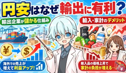 円安はなぜ輸出に有利？輸出企業が儲かる仕組みと輸入・家計のデメリット