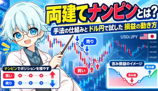 両建てナンピンとは？手法の仕組みとドル円で試した損益の動き方