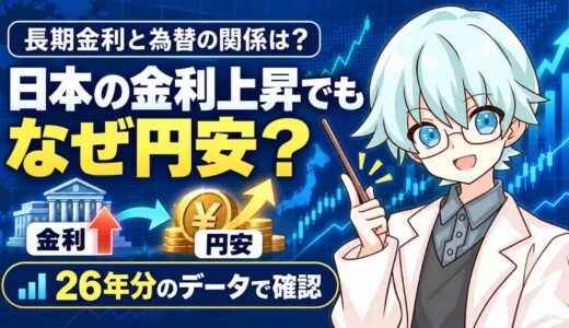長期金利と為替の関係は？日本の金利上昇でも円安になる理由を26年分で確認